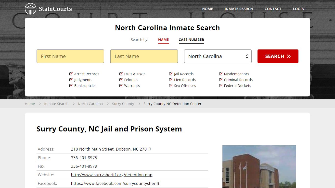 Surry County, NC Jail and Prison System - State Courts